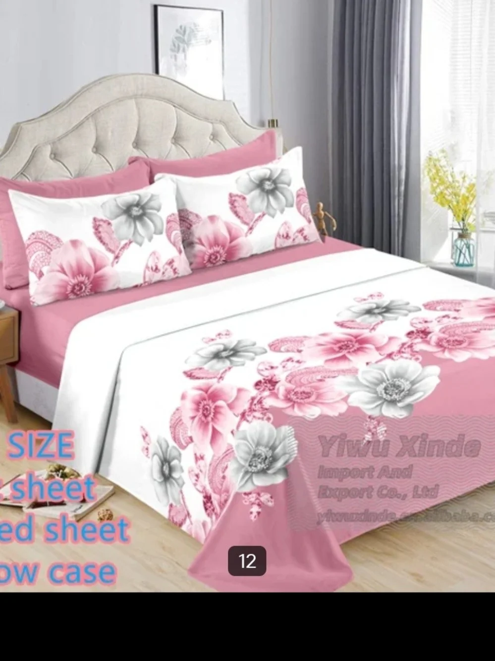 Liliana Pink Floral & Stripe Bed Sheet Set